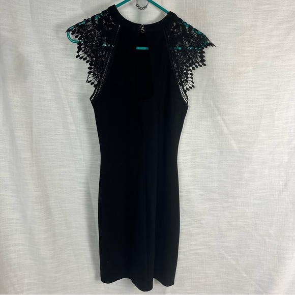 Iris Black Cocktail Dress Lace Shoulders Size L Women’s - Picture 5 of 6